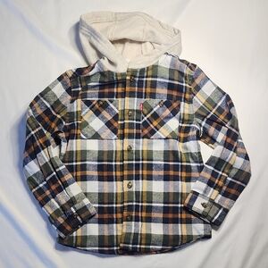 Levi’s Boys Hooded Plaid Flannel Shirt Jacket – Size 6/7 NWT